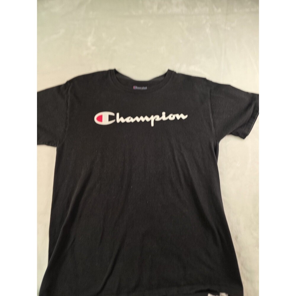Champion Boys Medium Black Logo Graphic Short Sleeve Shirt